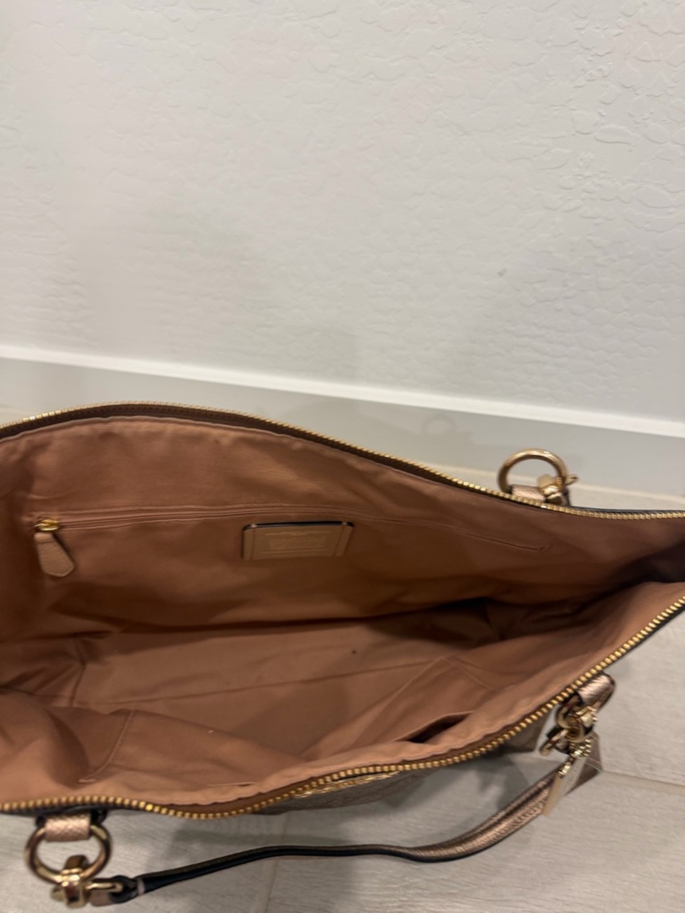 Coach Signature Monogram Tote in Brown with Gold Hardware - Picture 3 of 5